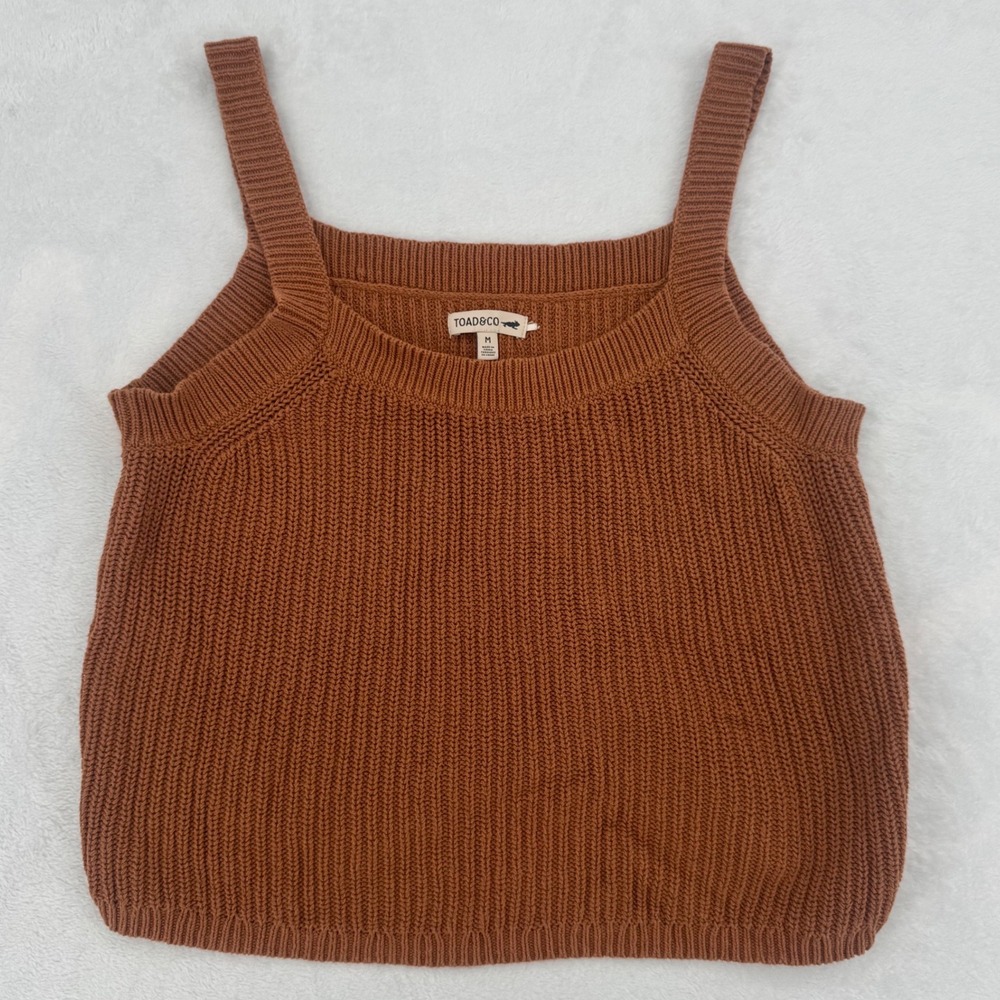 Toad&Co Bianca Tank Brown Organic Recycled Cotton Knit Sweater Top Medium